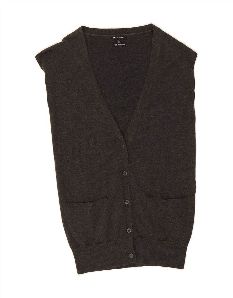 MASSIMO DUTTI Womens Sleeveless Cardigan Sweater UK 10 Small Grey Wool Vintage Massimo Dutti and Second-Hand Massimo Dutti from Messina Hembry 