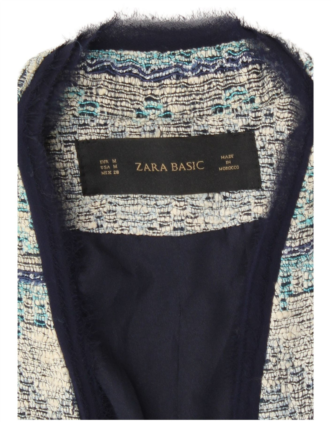 Zara Womens Open Overcoat UK 12 Medium Blue Striped