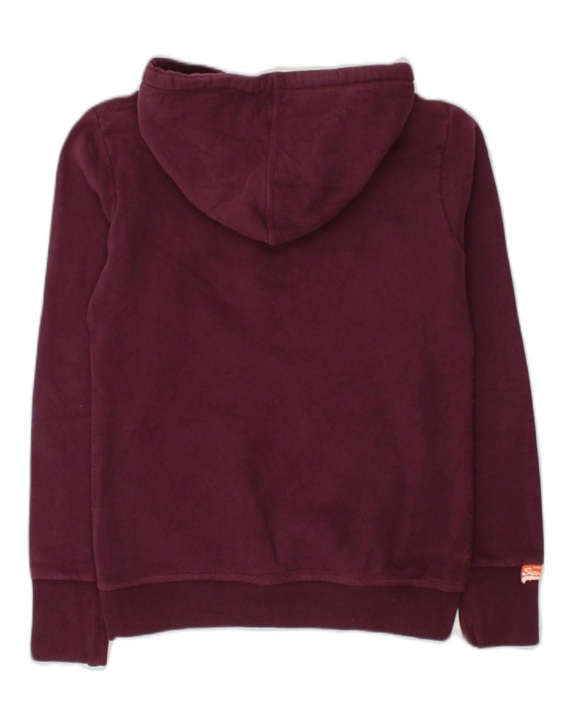 SUPERDRY Womens Graphic Hoodie Jumper UK 8 Small Maroon Cotton | Vintage Superdry | Thrift | Second-Hand Superdry | Used Clothing | Messina Hembry 