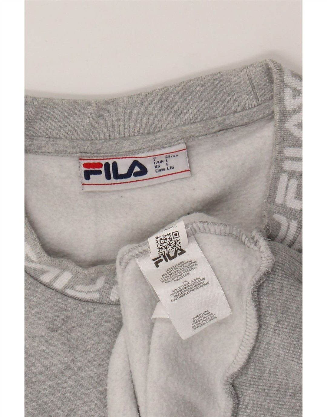FILA Mens Graphic Sweatshirt Jumper Large Grey Cotton Vintage Fila and Second-Hand Fila from Messina Hembry 