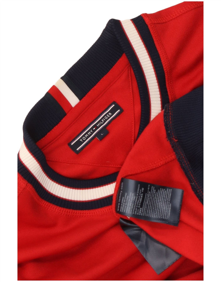 Tommy Hilfiger Mens Sweatshirt Jumper Large Red Colourblock Polyester