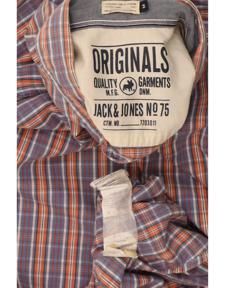 Jack & Jones Mens Shirt Medium Blue Check Cotton