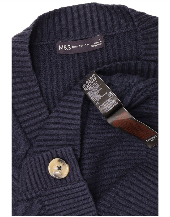 Marks & Spencer Womens Cardigan Sweater UK 10 Small Navy Blue Viscose