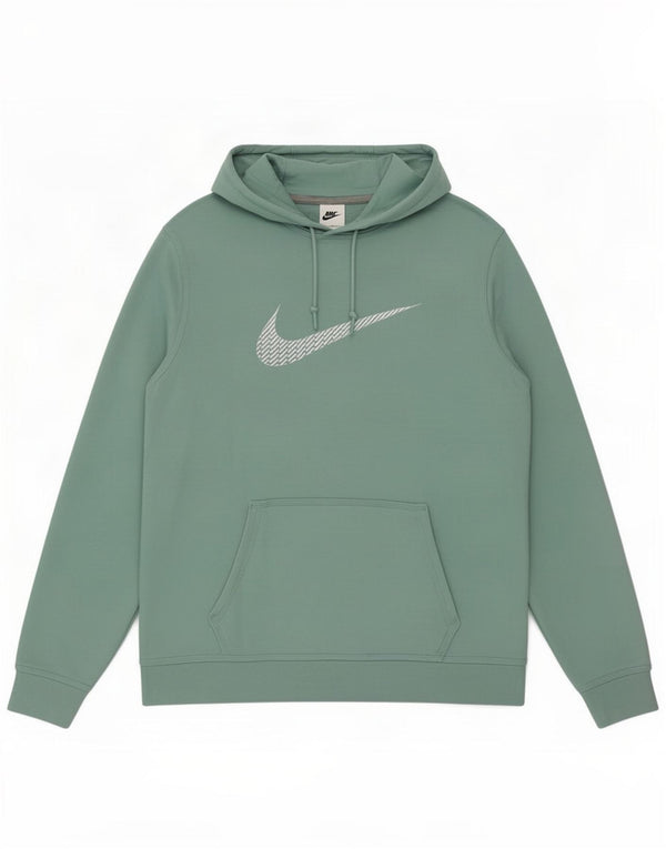 Nike Womens Graphic Hoodie Jumper UK 16 Large Green Cotton