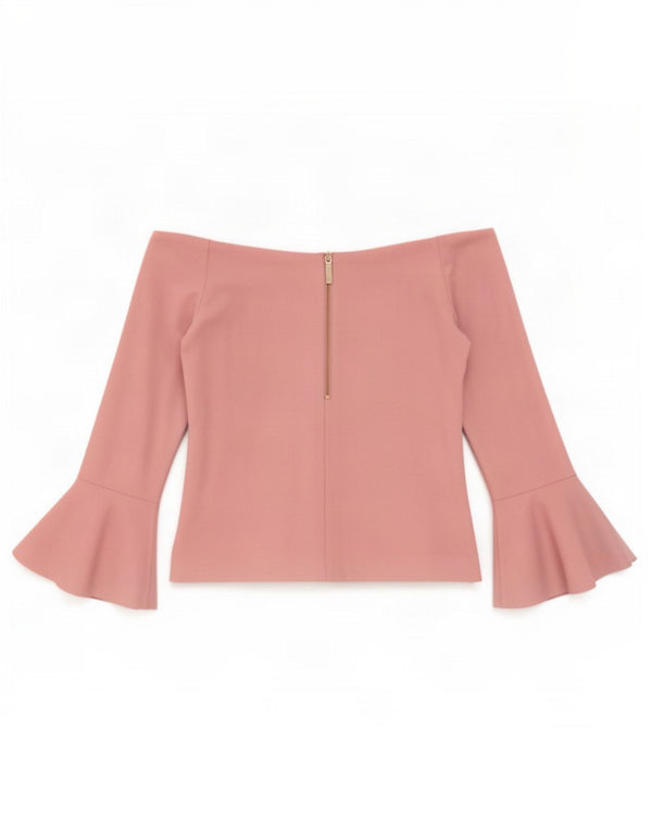 Ted Baker Womens Crop Off Shoulder Top Size 3 Medium Pink Viscose
