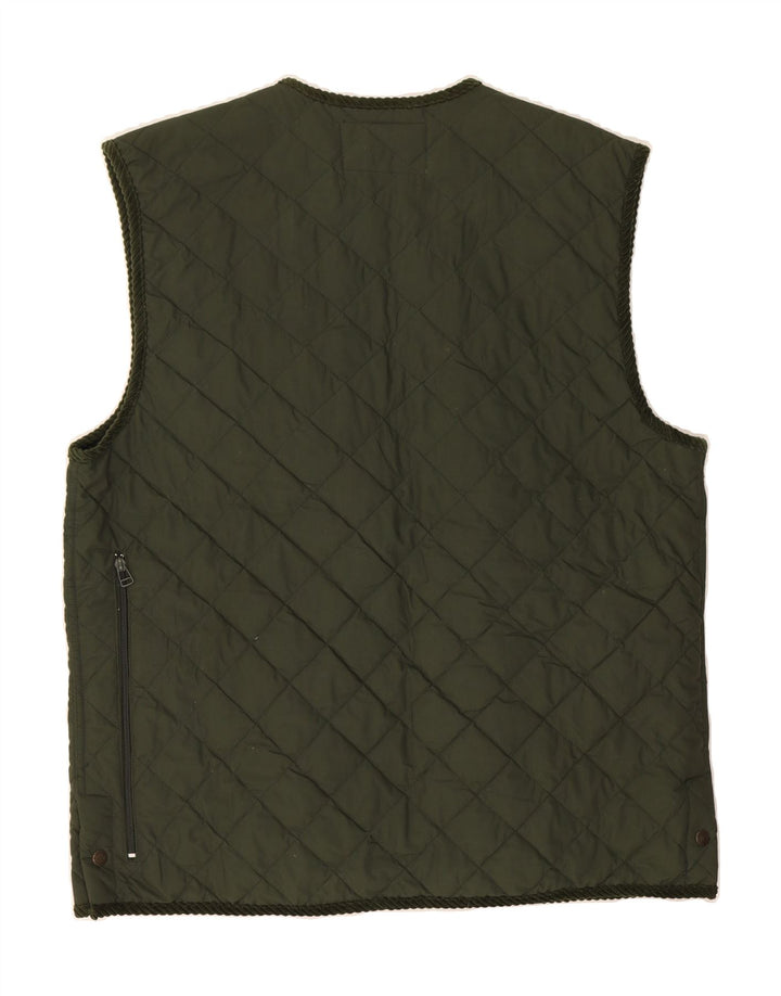 UNIVERS Mens Quilted Gilet UK 50 3XL Khaki Polyester Vintage Univers and Second-Hand Univers from Messina Hembry 