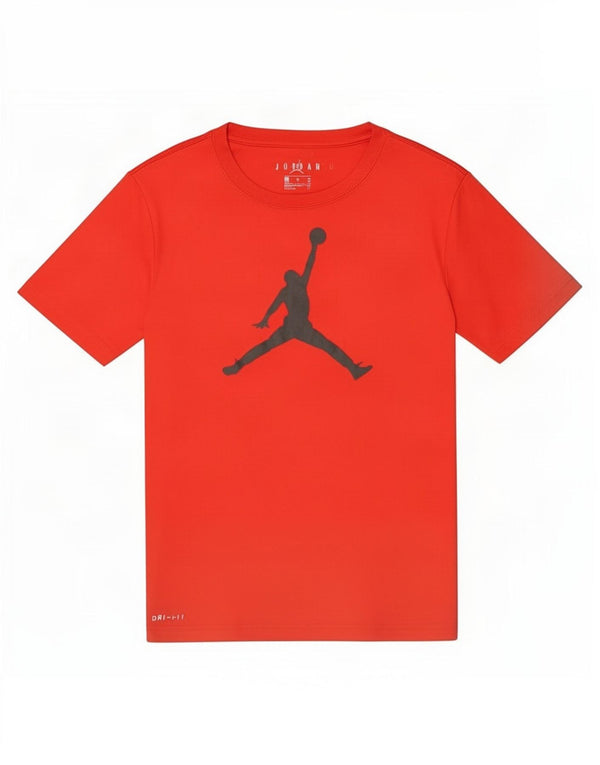 Jordan Boys Dri Fit Graphic T-Shirt Top 12-13 Years Large Red Polyester