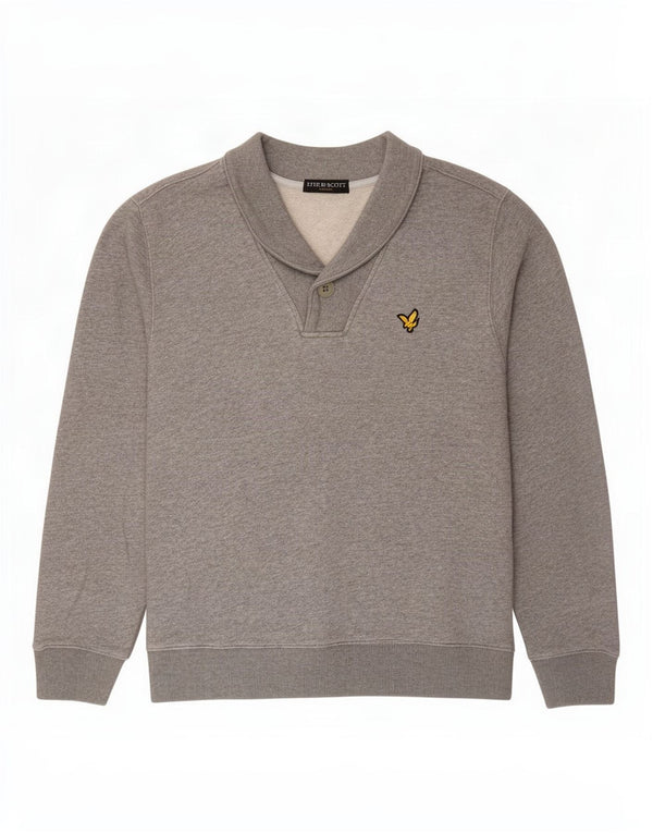 Lyle & Scott Mens Vintage Shawl Neck Sweatshirt Jumper Small Grey