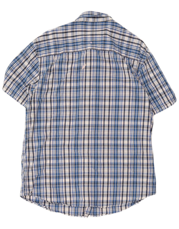 Wrangler Mens Casual Short Sleeve Shirt XL Blue Check Cotton