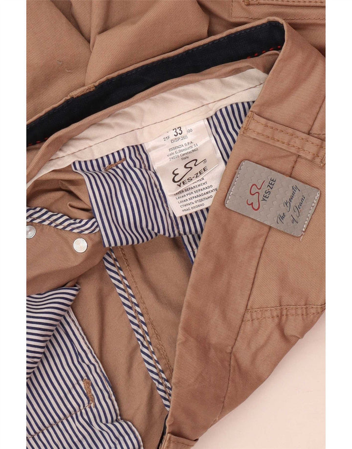 Yes Zee Mens Cargo Shorts W33 Medium Beige Cotton