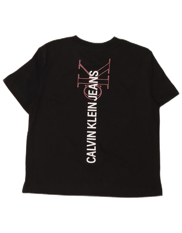 CALVIN KLEIN JEANS Womens Crop Graphic T-Shirt Top UK 10 Small Black