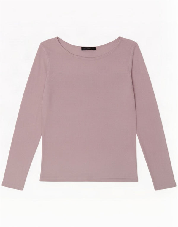 Marks & Spencer Womens Top Long Sleeve UK 10 Small Pink Viscose