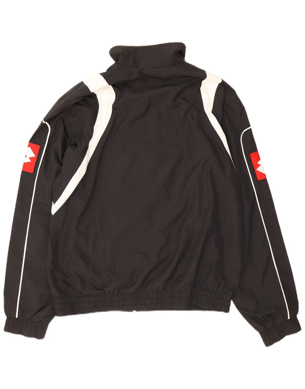 Lotto Mens Graphic Tracksuit Top Jacket XL Black Colourblock Polyester