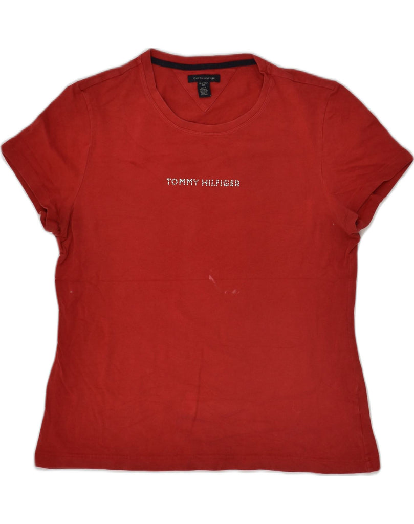 TOMMY HILFIGER Womens Graphic T-Shirt Top UK 18 XL Red Cotton | Vintage Tommy Hilfiger | Thrift | Second-Hand Tommy Hilfiger | Used Clothing | Messina Hembry 