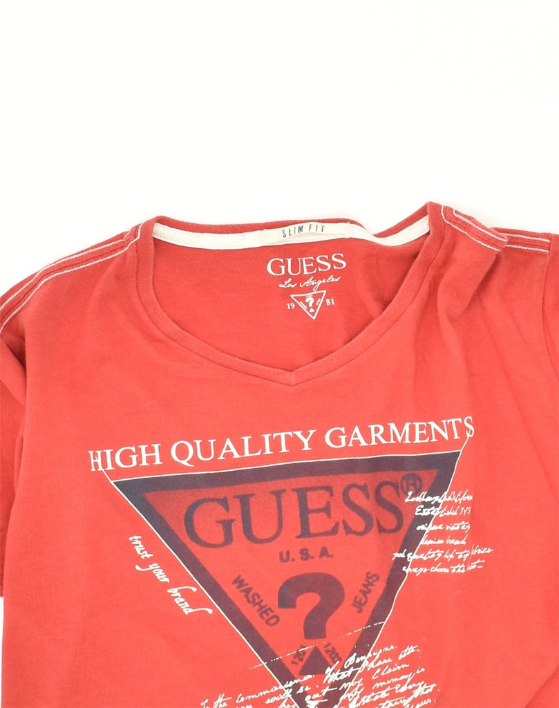 GUESS Mens Slim Fit Graphic T-Shirt Top Small Red Cotton | Vintage Guess | Thrift | Second-Hand Guess | Used Clothing | Messina Hembry 