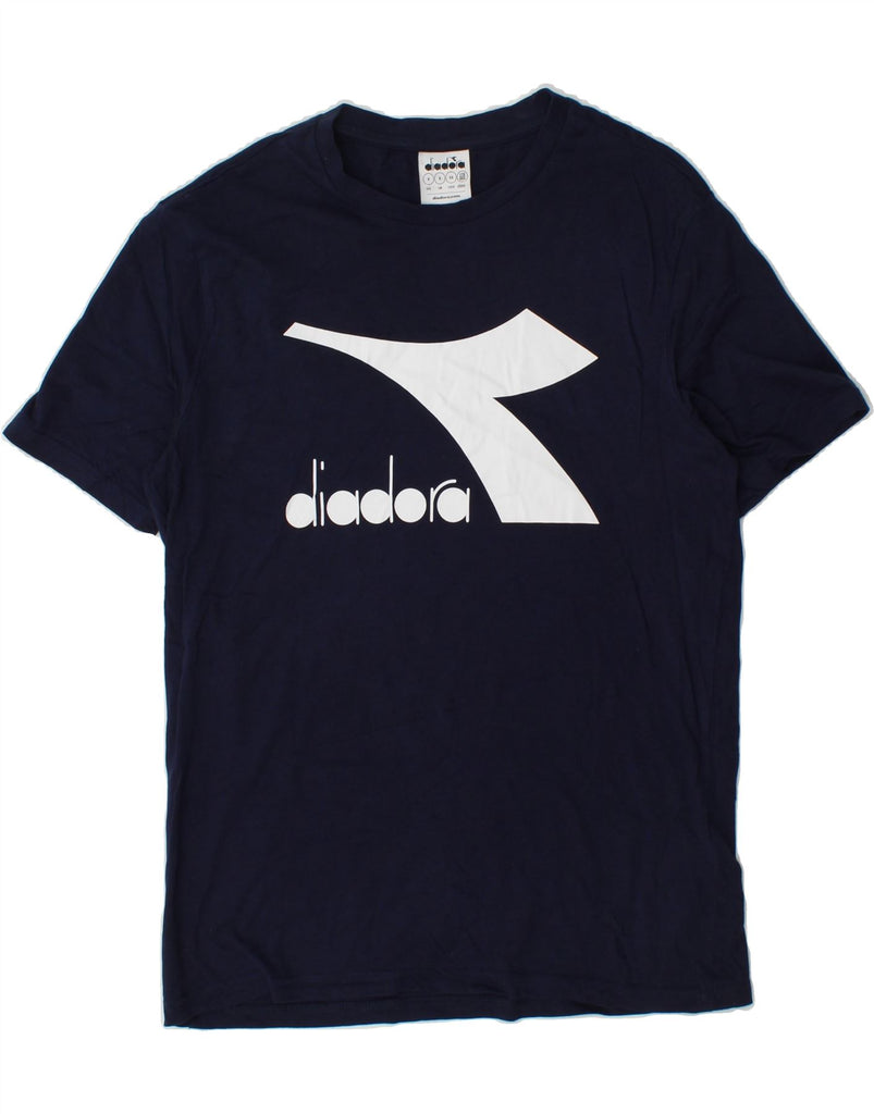 DIADORA Mens Graphic T-Shirt Top Small Navy Blue Cotton Vintage Diadora and Second-Hand Diadora from Messina Hembry 