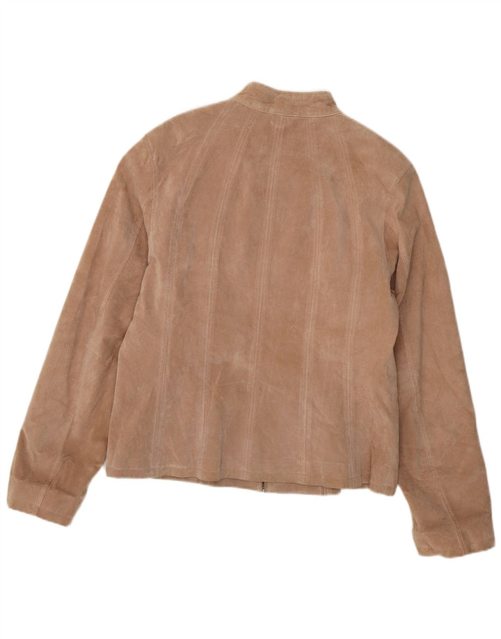 Zarro Womens Suede Bomber Jacket IT 52 2XL Beige Leather