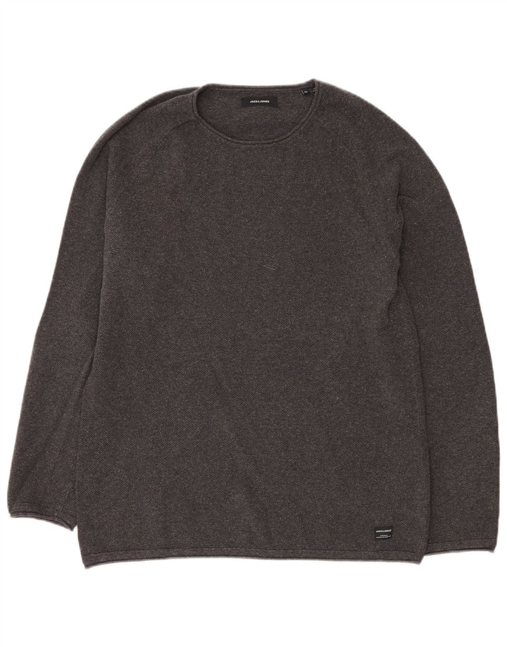 JACK & JONES Mens Crew Neck Jumper Sweater XL Grey Cotton