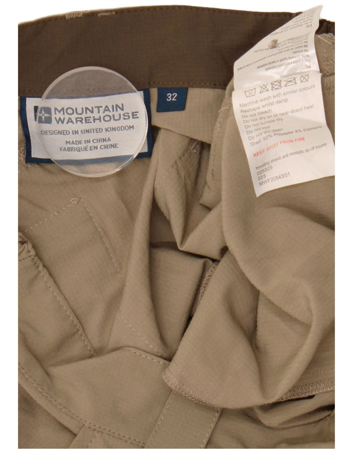 Mountain Warehouse Mens Cargo Cropped Trousers W32 L25 Beige Polyester