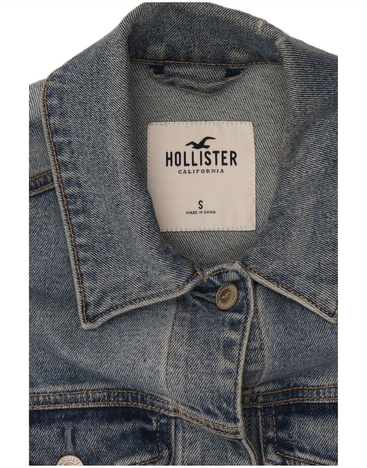 HOLLISTER Womens Distressed Denim Jacket UK 10 Small Blue Cotton