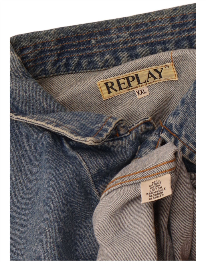 REPLAY Mens Denim Jacket UK 44 2XL Blue Cotton
