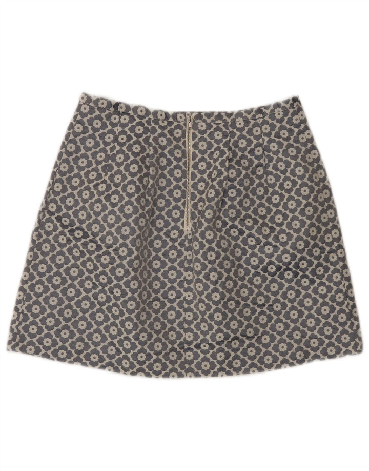 Oasis Womens Mini Skirt UK 10 Small W28 Grey Floral Polyester