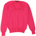 Fred Perry Womens V-Neck Jumper Sweater UK 18 XL Pink Wool