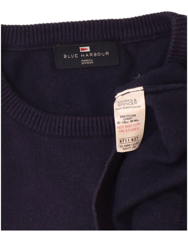 Marks & Spencer Mens Blue Harbour Crew Neck Jumper Sweater Medium Navy Blue