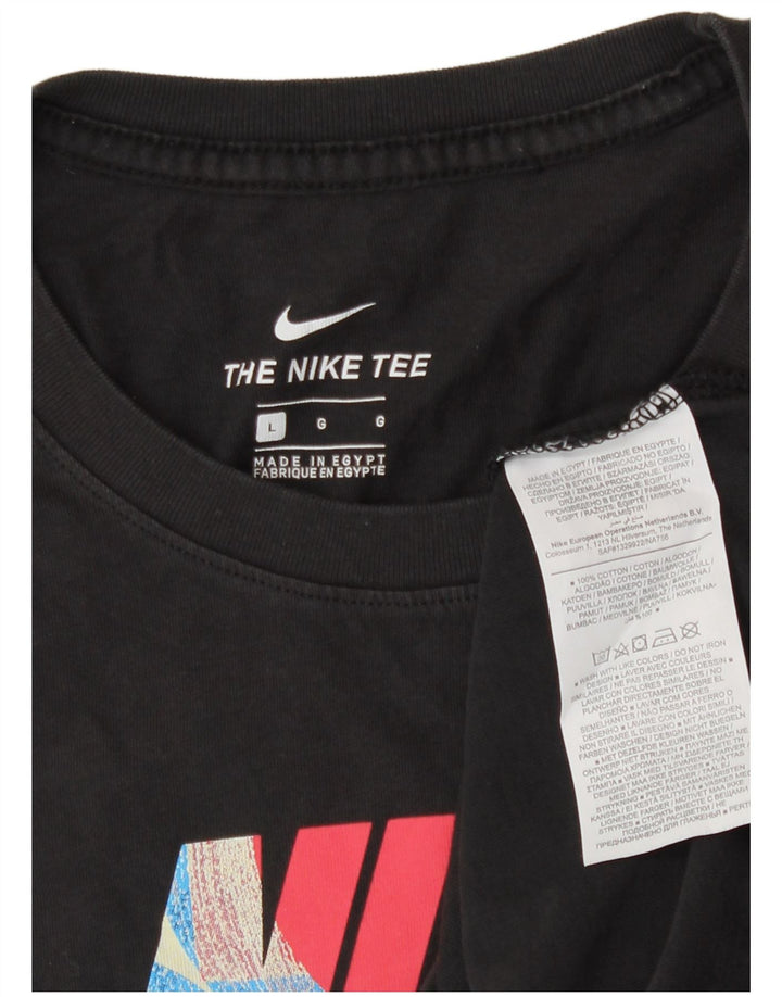 Nike Mens Graphic T-Shirt Top Large Black Cotton