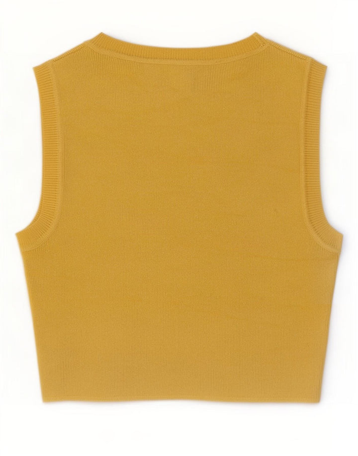 Zara Womens Crop Vest Top UK 12 Medium Yellow Viscose