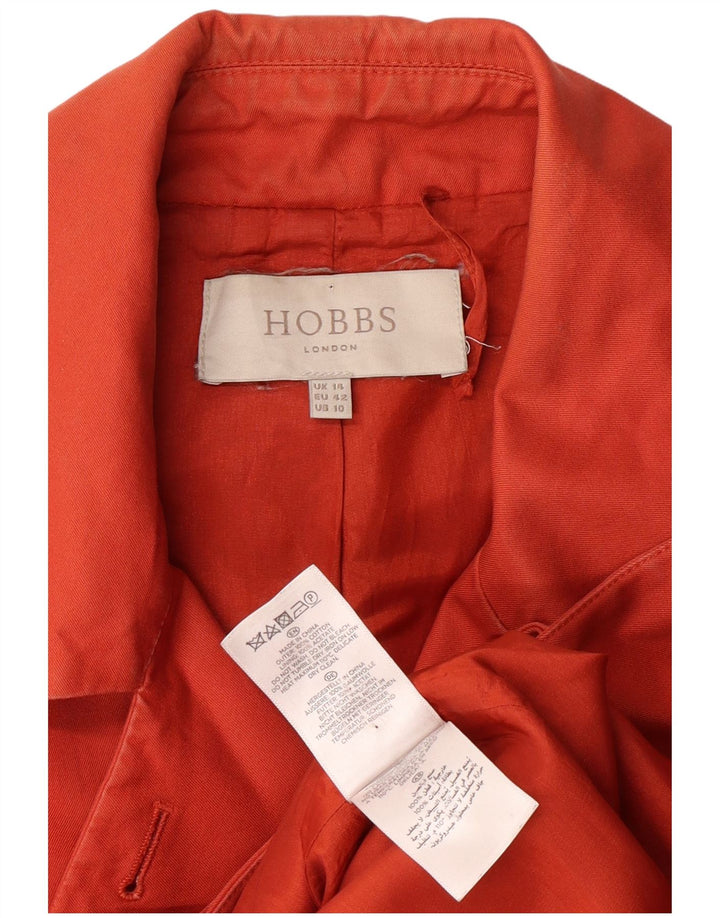 HOBBS Womens London Trench Coat UK 14 Medium  Orange Cotton