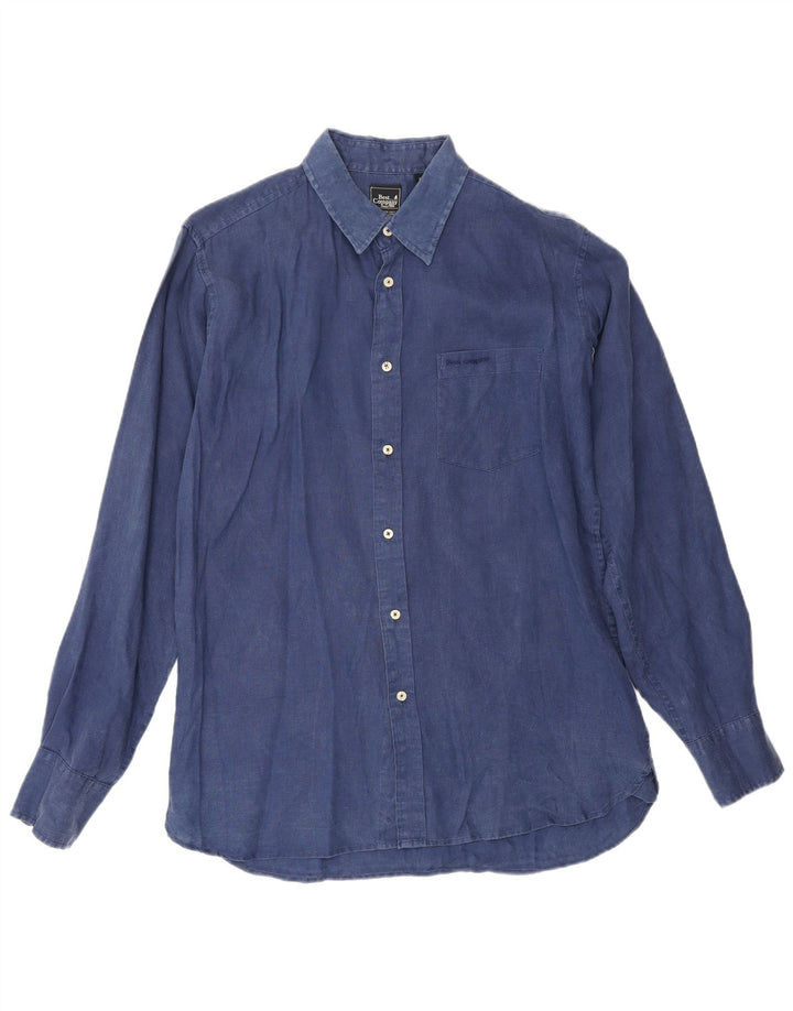 Best Company Mens Shirt Medium Navy Blue Linen