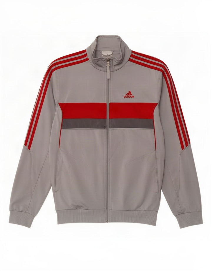 Adidas Mens Tracksuit Top Jacket UK 36/38 Small Grey Colourblock Polyester