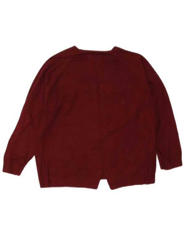 Zara Girls Boat Neck Jumper Sweater 9-10 Years Burgundy Viscose