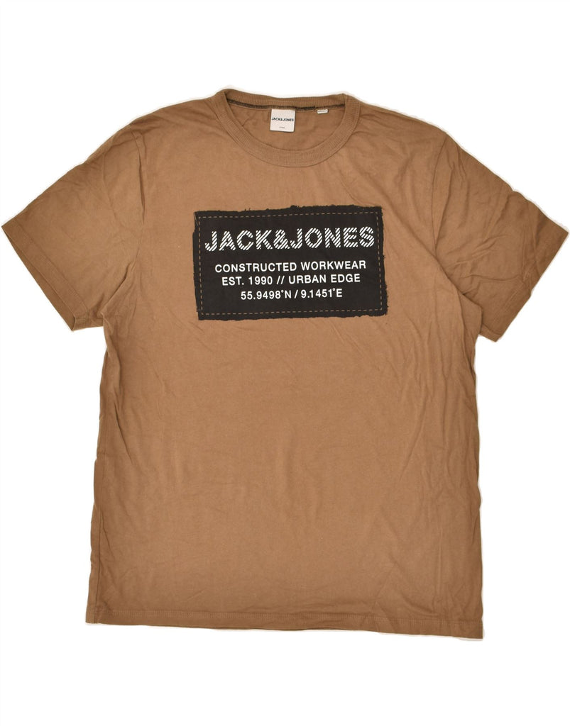 JACK & JONES Mens Slim Graphic T-Shirt Top XL Brown Cotton | Vintage Jack & Jones | Thrift | Second-Hand Jack & Jones | Used Clothing | Messina Hembry 