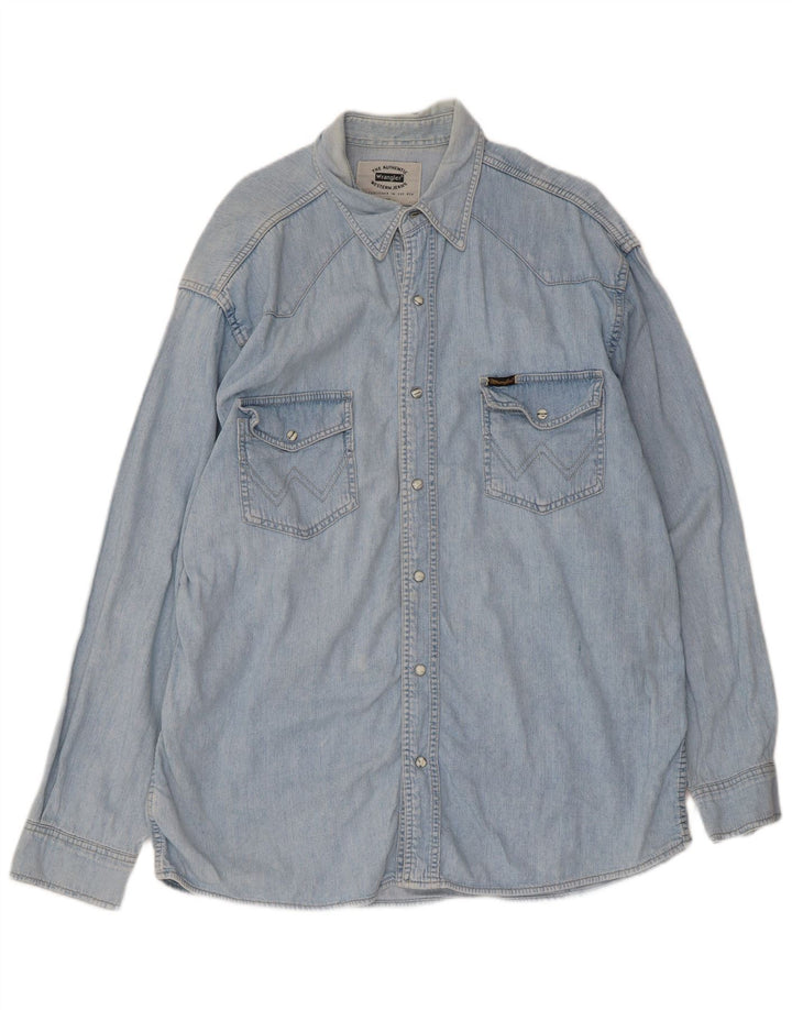 Wrangler Mens Denim Shirt XL Blue Cotton