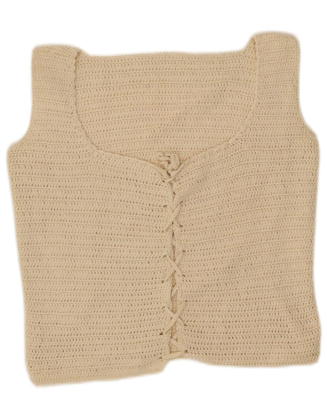 Vintage Womens Crop Top UK 10 Small Off White