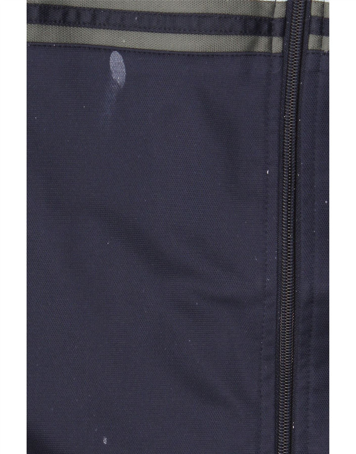 Asics Mens Tracksuit Top Jacket Large Navy Blue Colourblock Polyester
