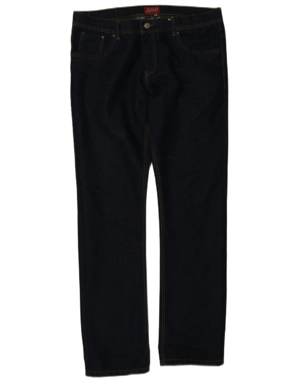 Route 66 Mens Straight Jeans W36 L30 Navy Blue Cotton