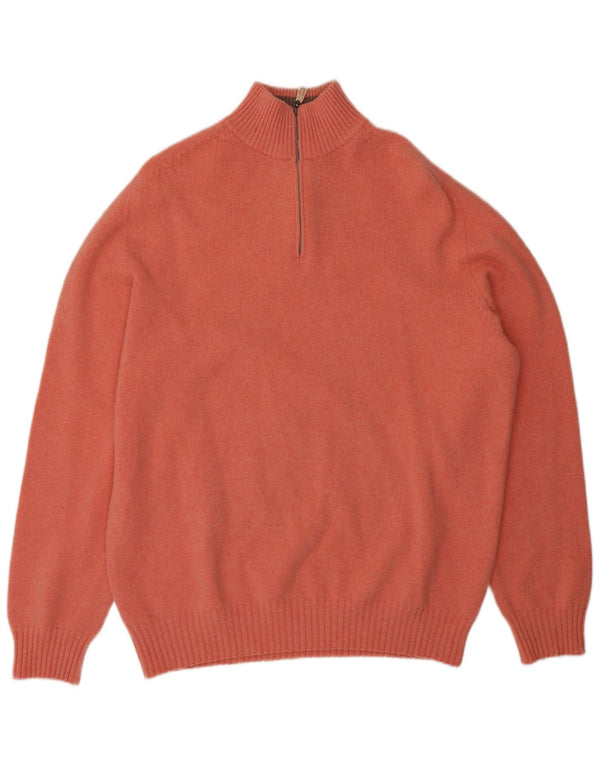 Gioferrari Mens Zip Neck Jumper Sweater IT 56 2XL Pink Wool