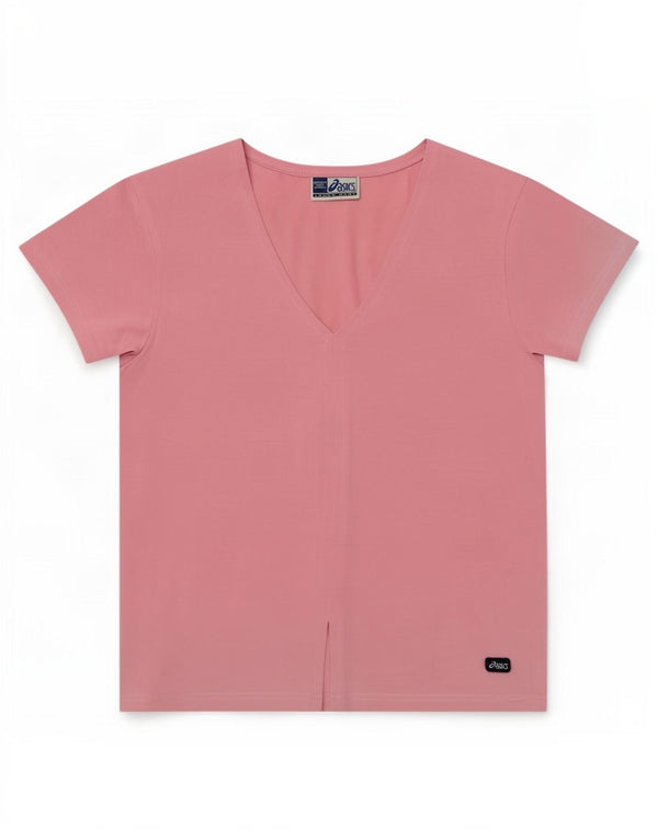 Asics Womens T-Shirt Top UK 14 Medium Pink Cotton