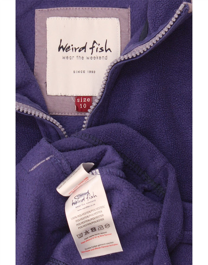 Weird Fish Womens Zip Neck Fleece Jumper UK 10 Small Purple Polyester