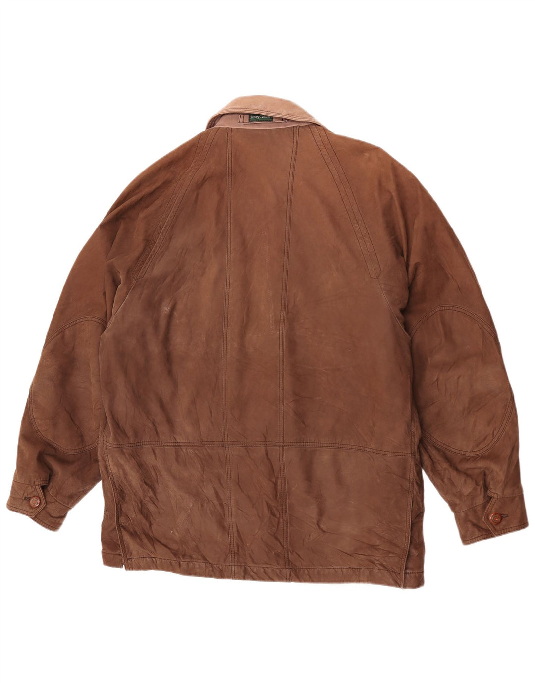Henry Cottons Mens Rugged Leather Jacket IT 50 Large Brown Leather