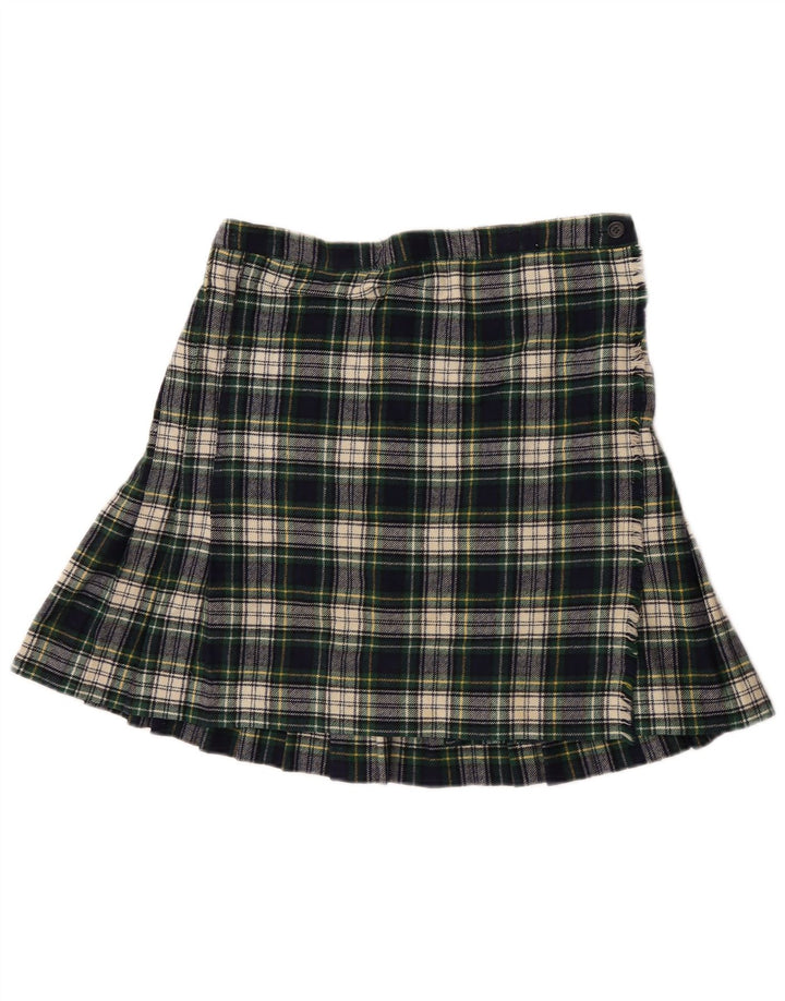 Vintage Womens Mini Wrap Skirt W28 Medium Green Plaid