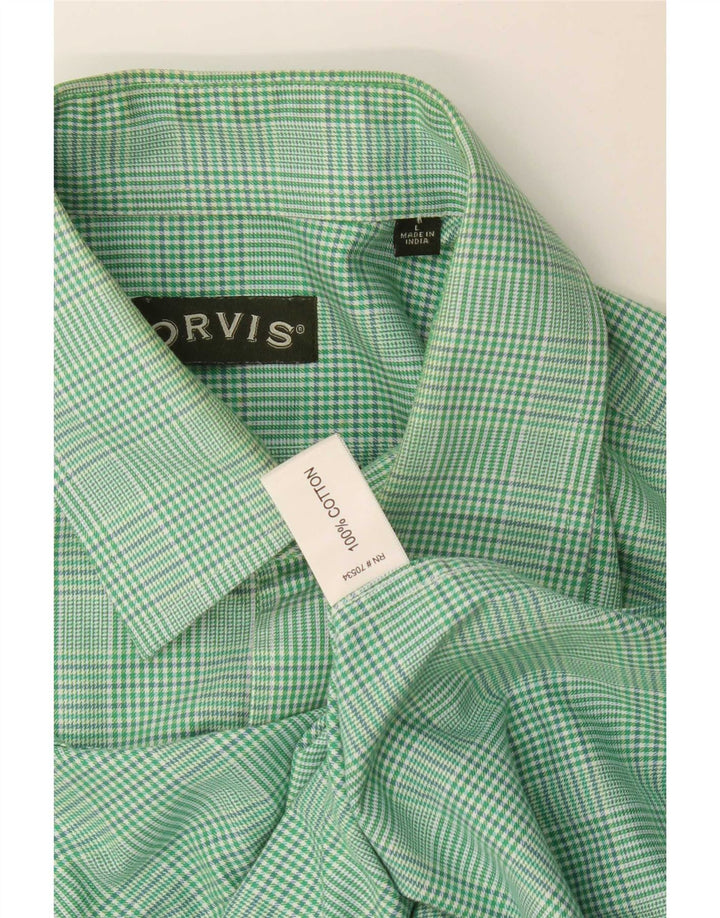 Orvis Mens Flannel Shirt Large Green Check Cotton