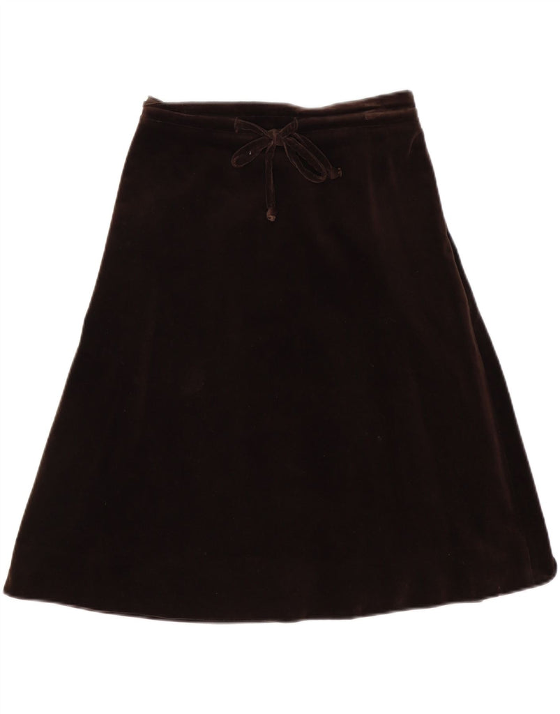 VINTAGE Womens High Waist Velvet A-Line Skirt EU 38 Medium W26 Brown Vintage Vintage and Second-Hand Vintage from Messina Hembry 