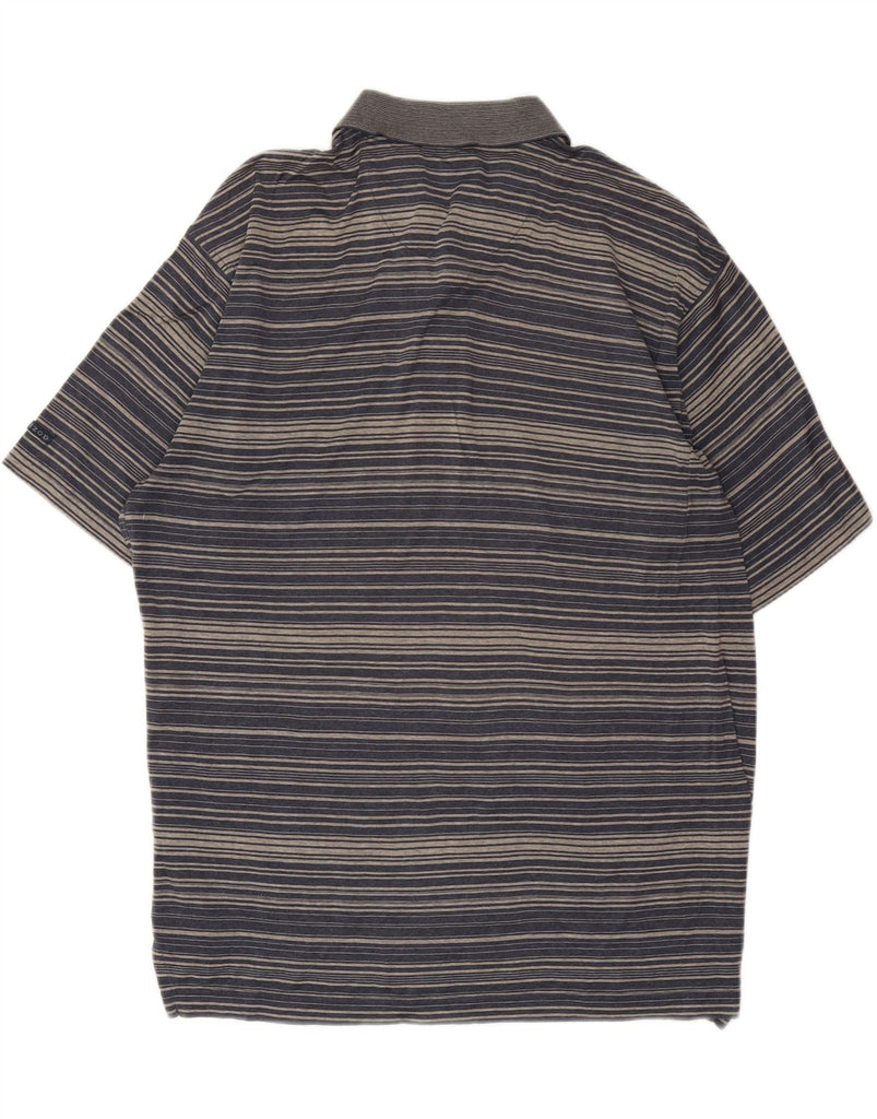 IZOD Mens Polo Shirt Large Navy Blue Striped Cotton Vintage Izod and Second-Hand Izod from Messina Hembry 