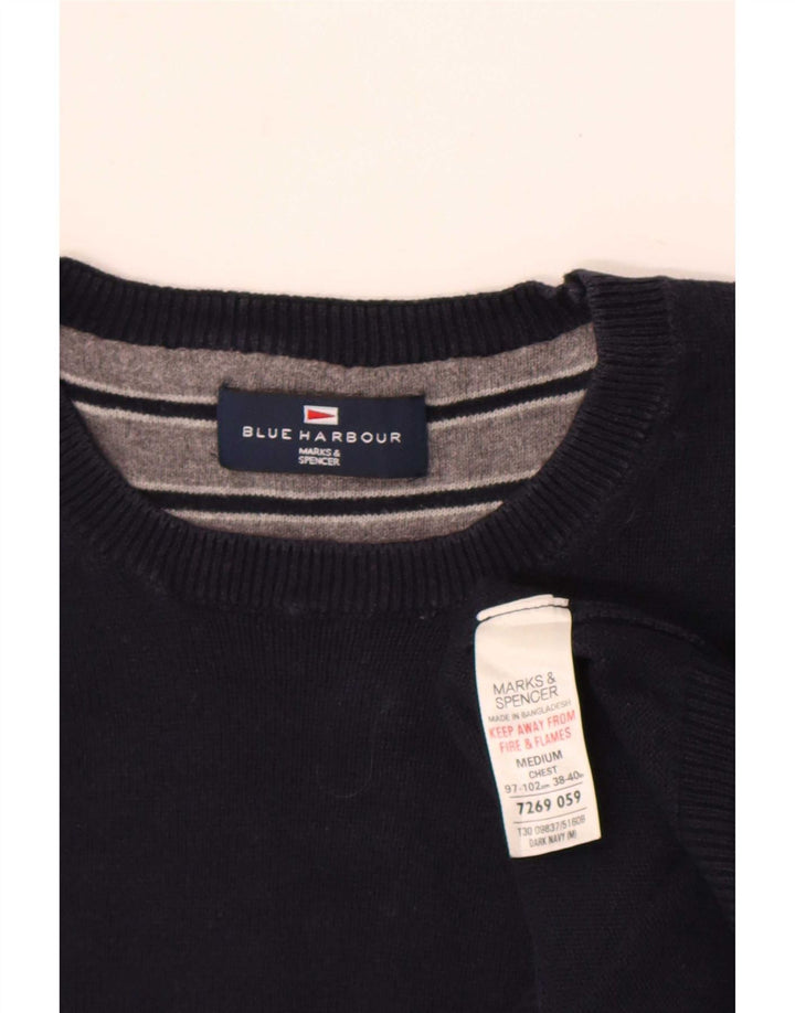 Marks & Spencer Mens Blue Harbour Crew Neck Jumper Sweater Medium Navy