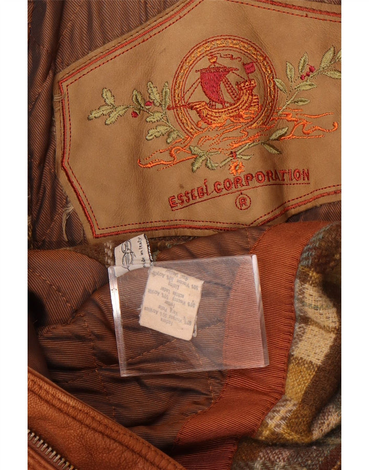 Essebi Mens Leather Jacket UK 40 Large Brown Leather