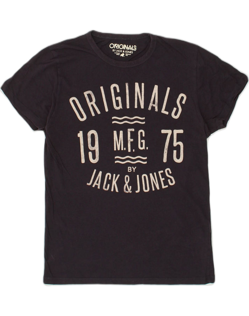 JACK & JONES Mens Graphic T-Shirt Top Medium Navy Blue Cotton | Vintage Jack & Jones | Thrift | Second-Hand Jack & Jones | Used Clothing | Messina Hembry 